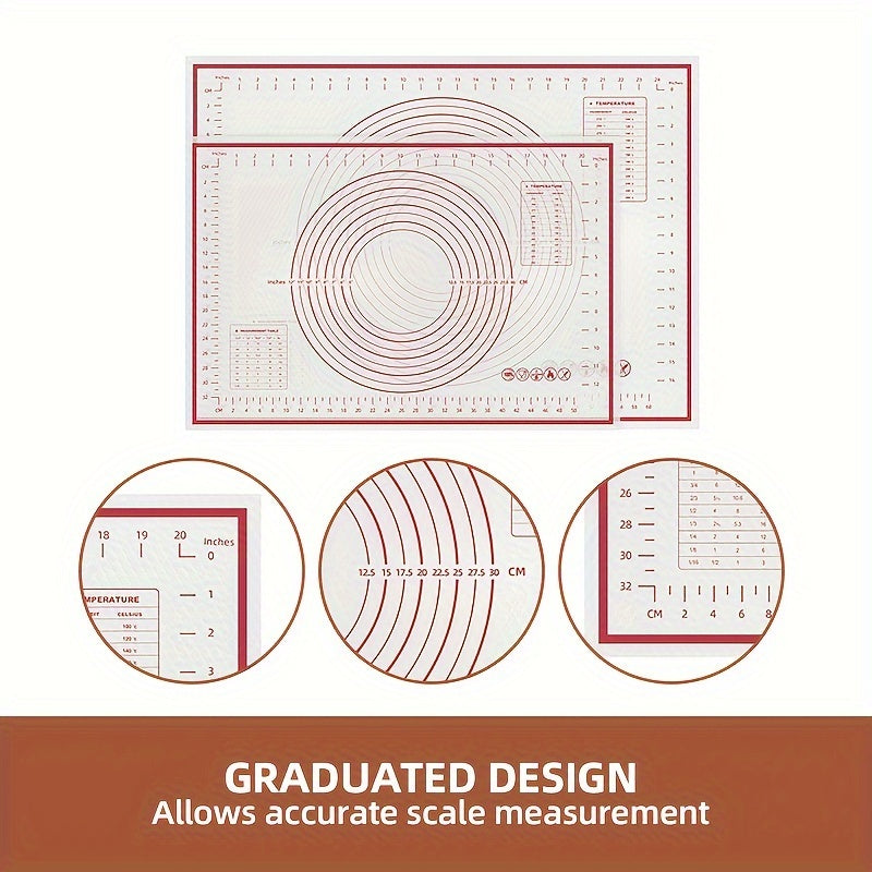 Multi-purpose Baking Mat with Anti-Slip Surface and Measurement Markings - Great for Rolling out Dough, Making Pastries & Pies - Effortless to Clean, Various Sizes to Choose From - Essential Kitchen Tool for Holiday Baking