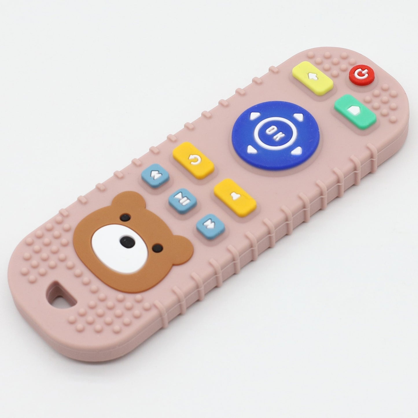 Simulated remote control teether toy made of food-grade silicone.