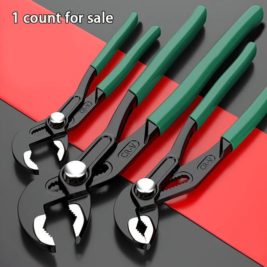 Industrial-grade chrome vanadium steel multi-tool with large opening pliers, wrench, and water tube spanner.