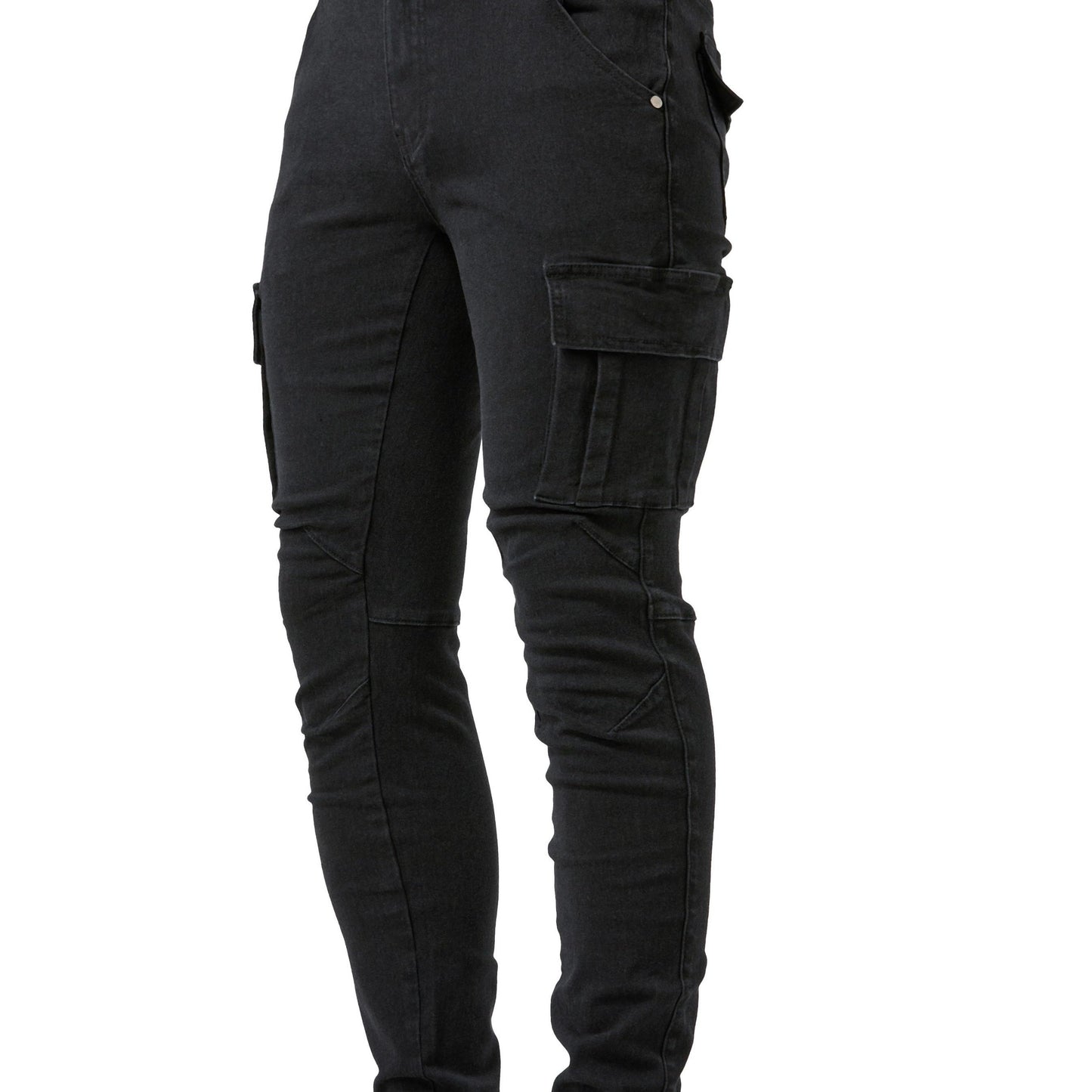 Men's high-stretch denim pants with multiple pockets, suitable for all seasons outdoor activities.