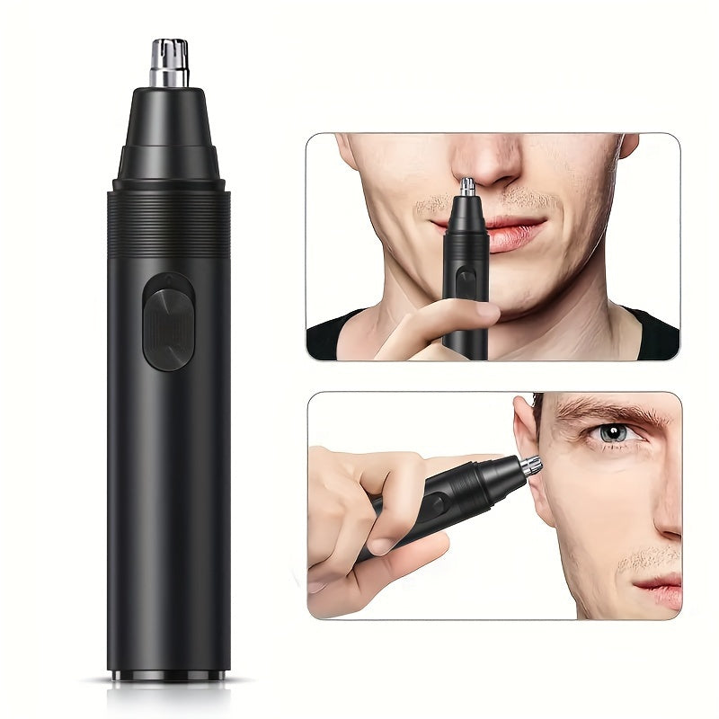 Professional nose and ear hair trimmer for women and men, stainless steel with battery power.