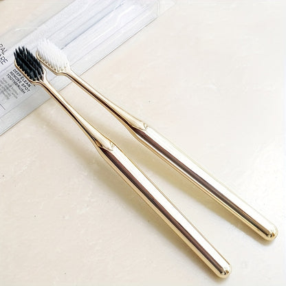 1 or 2 soft toothbrushes with bamboo charcoal bristles for effective oral care at home.