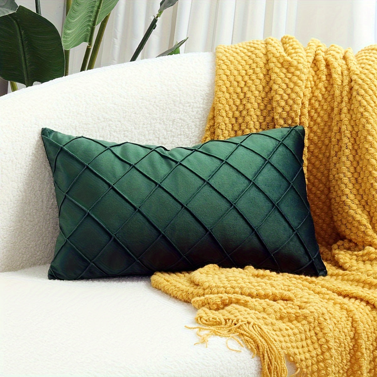 Modern Argyle Throw Pillow Case made of polyester velvet for soft, comfortable home, office, living room, and sofa décor (Pillow core not included).