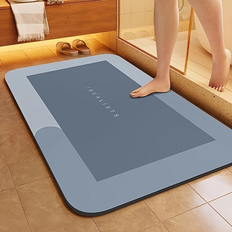 Soft and quick-drying diatom mud bathroom mat with non-slip design. Suitable for various rooms and machine washable.