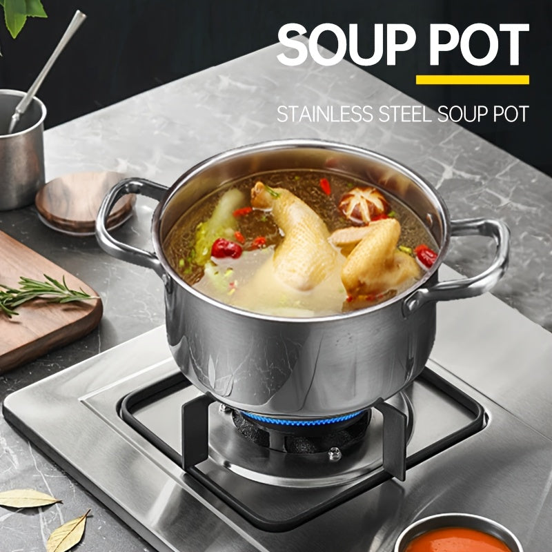 Set of 3 Stainless Steel Cookware Pieces - Includes a Soup Pot, Saucepan, and Wok with Thickened Construction - Ideal for Both Home Cooks and Professional Chefs