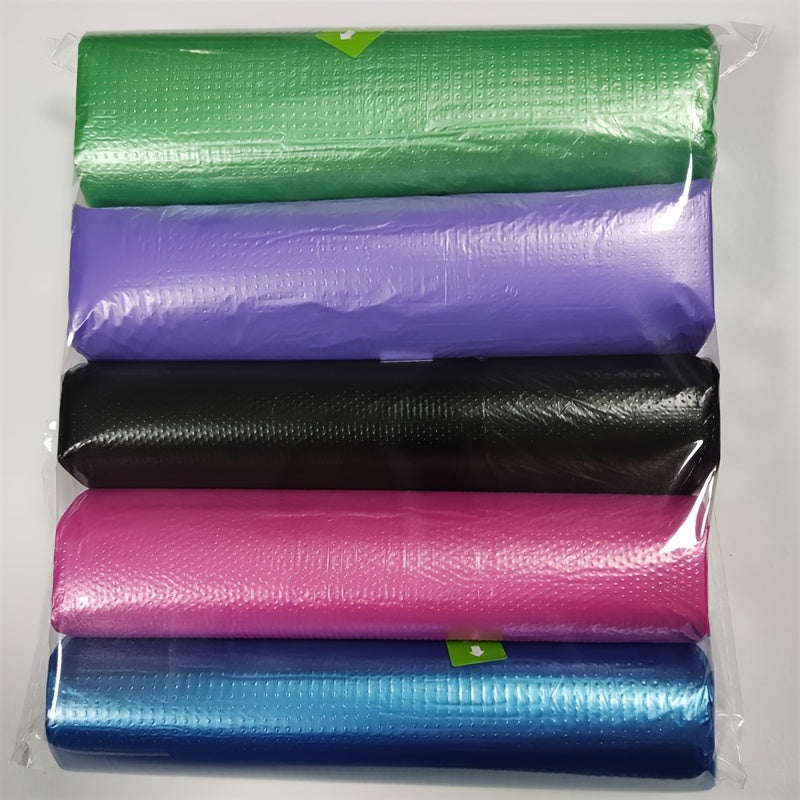 Get a great deal with our Value Pack of 5 rolls containing 100 colorful disposable small garbage bags. These plastic bags are perfect for lining indoor garbage cans in commercial offices, bedrooms, bathrooms, and restaurants. They are odorless and can