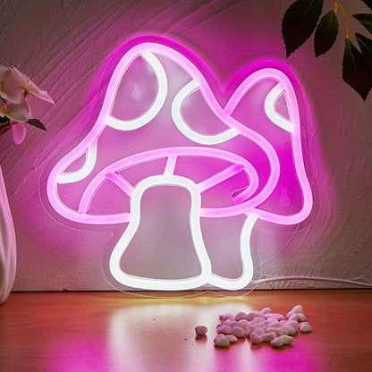 USB powered mushroom-shaped LED neon sign, great for bedroom decor, parties, weddings, and holidays.