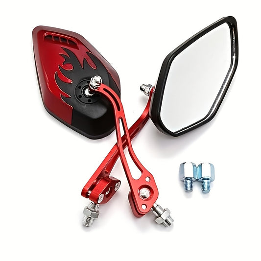 Pair of motorcycle side mirrors with 8mm and 10mm rearview glass for various types of bikes.