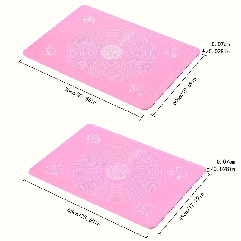 Silicone Pastry Mat Set: Includes one non-stick baking mat, counter mat, and pastry board for rolling dough. Perfect for bread, candy, and cookie making. Comes with free scrapers. Ideal baking tools and kitchen gadgets.