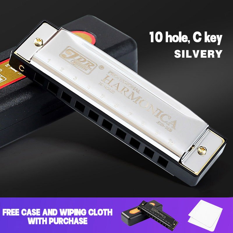 10-hole C Key Blues Harmonica with Hard Case - Ideal for beginners, students, and professionals - Great gift for Eid Al-Adha