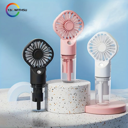 Stay cool on the go with the YAOWITHSU Portable Handheld Misting Fan! This fan is USB rechargeable and features an 800mAh battery, making it perfect for travel and outdoor use. Don't miss out on getting your very own YAOWITHSU Portable Handheld Misting