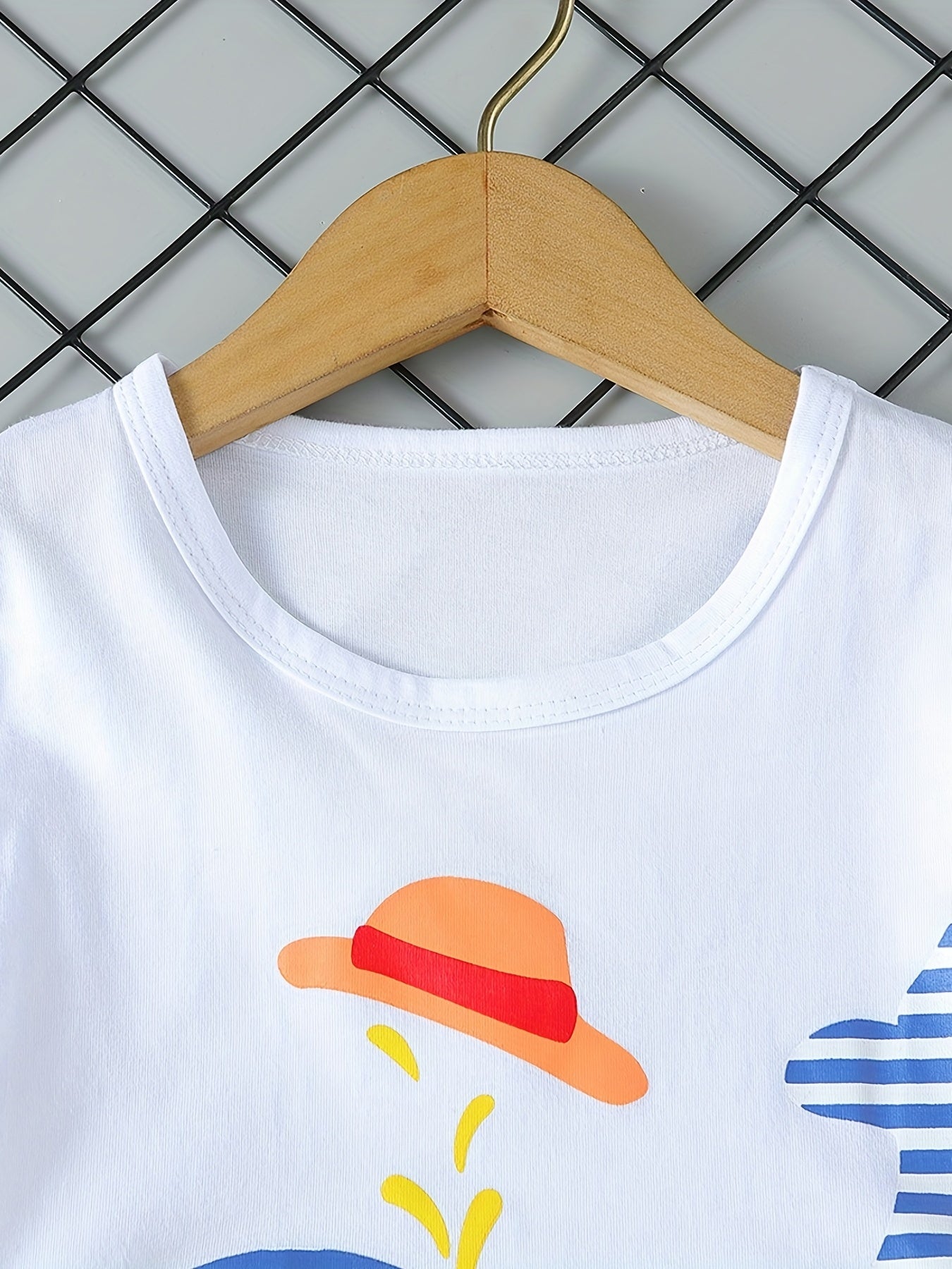 Boys Whale Casual Outfit: T-shirt & Striped Shorts for Summer Wear