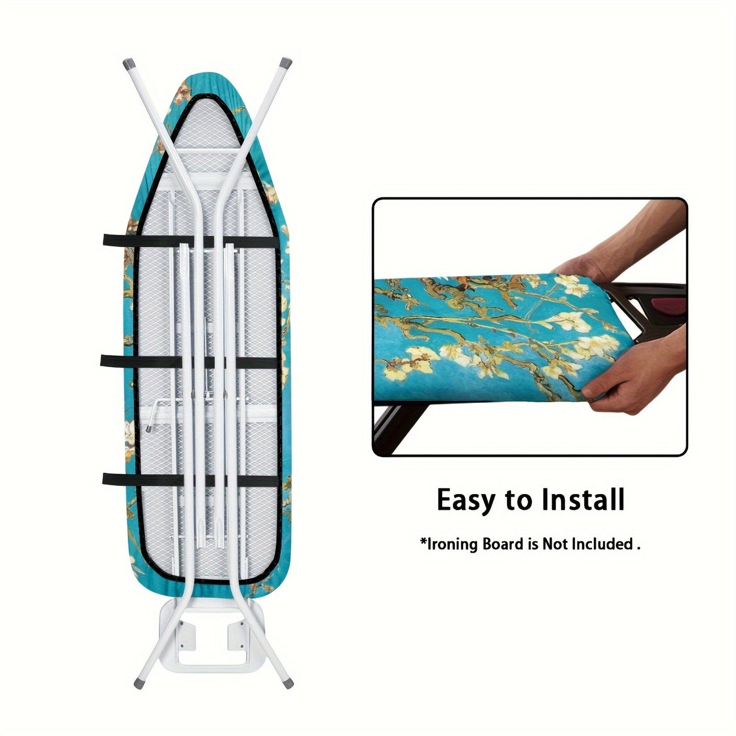 Elastic Ironing Board Cover featuring Van Gogh's Starry Night Art Print, 1-Piece Anti-Stain Protective Dust Cover designed for Standard Ironing Boards