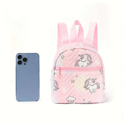 1pc Cute Pink Unicorn Backpack with Adjustable Straps - Waterproof PU Material, Stain-Resistant & Lightweight Design for School, Commuting, Travel - Cartoon Unicorn & Star Pattern, Daypack