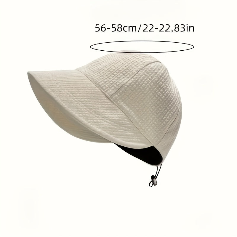 Wide brim sun hat for women with UPF UV protection, adjustable drawstring, and foldable braid design. Ideal for hiking and fishing with solid color polyester material. Perfect for outdoor