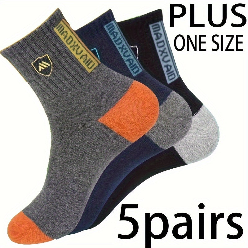 5 pairs of men's sports socks, suitable for spring and fall, EU 38-43