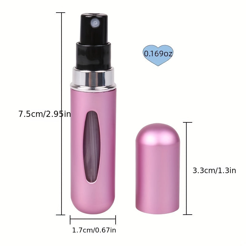 Portable refillable aluminum atomizer spray bottle for travel, car use