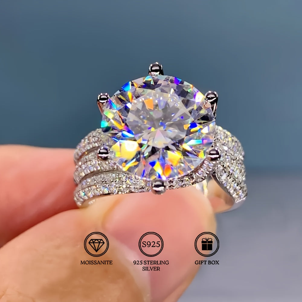 Elegant Shavano Luxury 3/5 Carat Moissanite Engagement Ring - Perfect for Weddings & Anniversaries, Vintage-Inspired S925 Silvery Design, Romantic Gift for Her