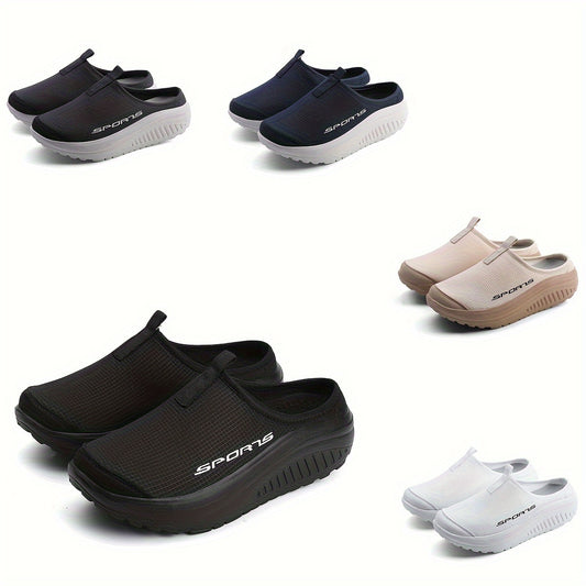 Women's slip-on sneakers with breathable mesh, EVA sole, comfortable insole, all-season low top design, stylish clogs, and slip-resistant.