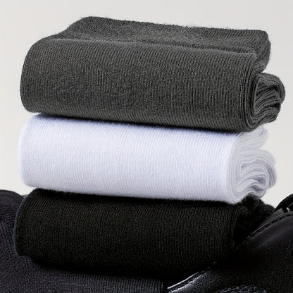 YUEDGE 15 Pairs Mens Business Socks in Black, White, and Gray