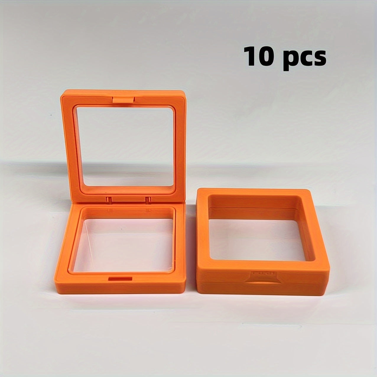 10-pack of floating jewelry boxes for rings, bracelets, earrings, and necklaces.