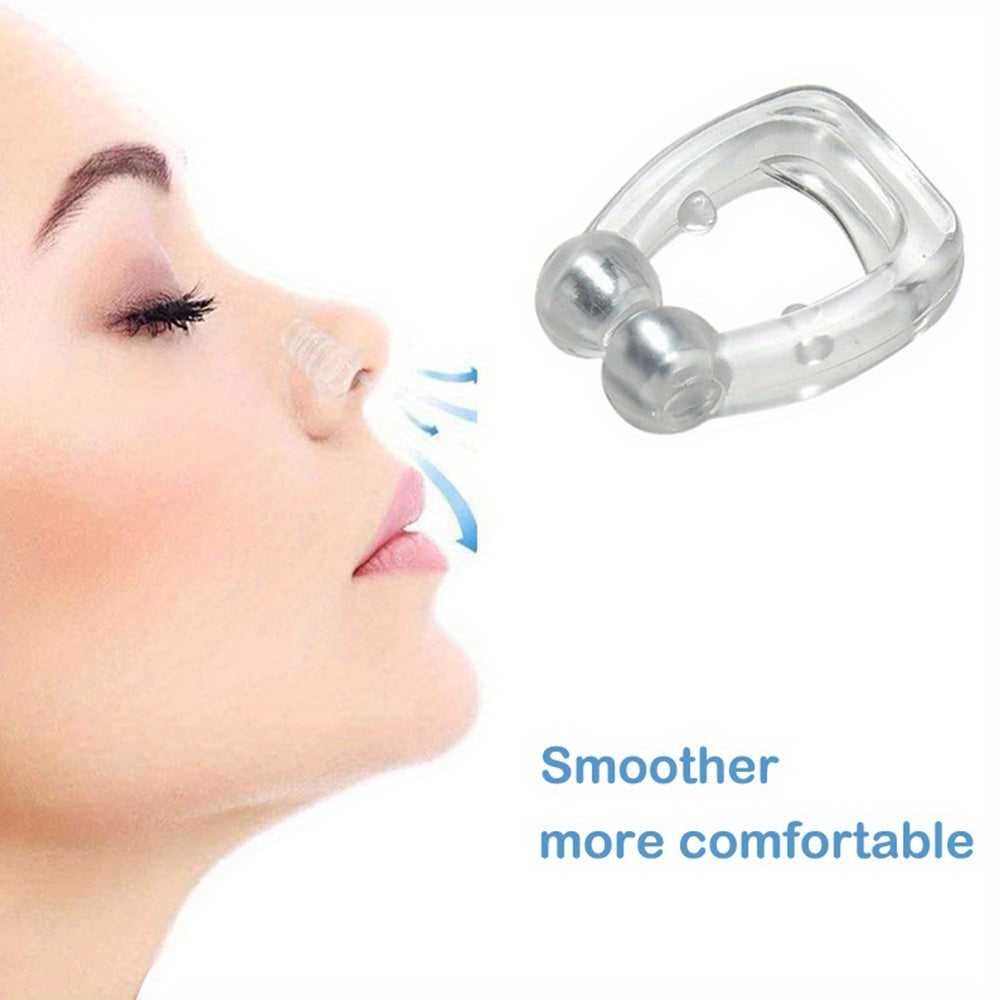 4 comfortable silicone magnetic nose clips improve sleep quality by keeping nasal airways clear for peaceful nights. Safe, easy-to-clean snoring solution is travel-friendly.