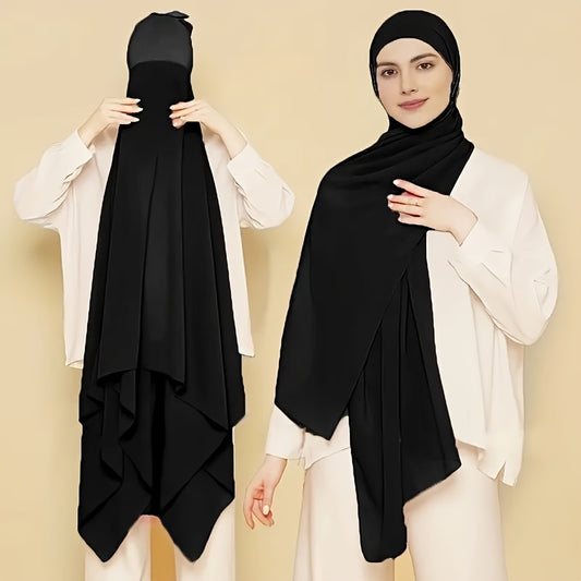 Chic chiffon instant hijab with built-in undercap for women's outdoor wear.