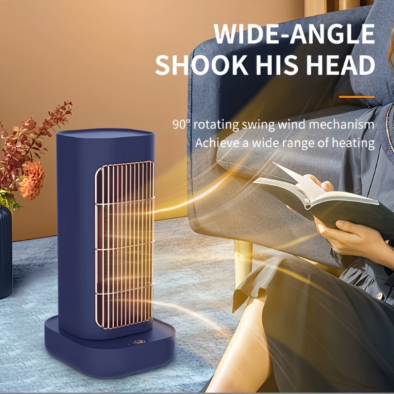 Portable 1-piece PTC Ceramic Space Heater with 1300W power, ideal for heating large rooms. Features 2 heat settings, 90° oscillation, adjustable thermostat, and overheat & tip-over protection for safety. Comes with a plastic base, operates on 220V-240V