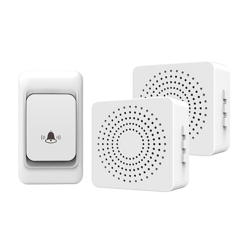 Wireless doorbell with 38 chime tunes, rechargeable, long-range remote control, and wall mount for home security.