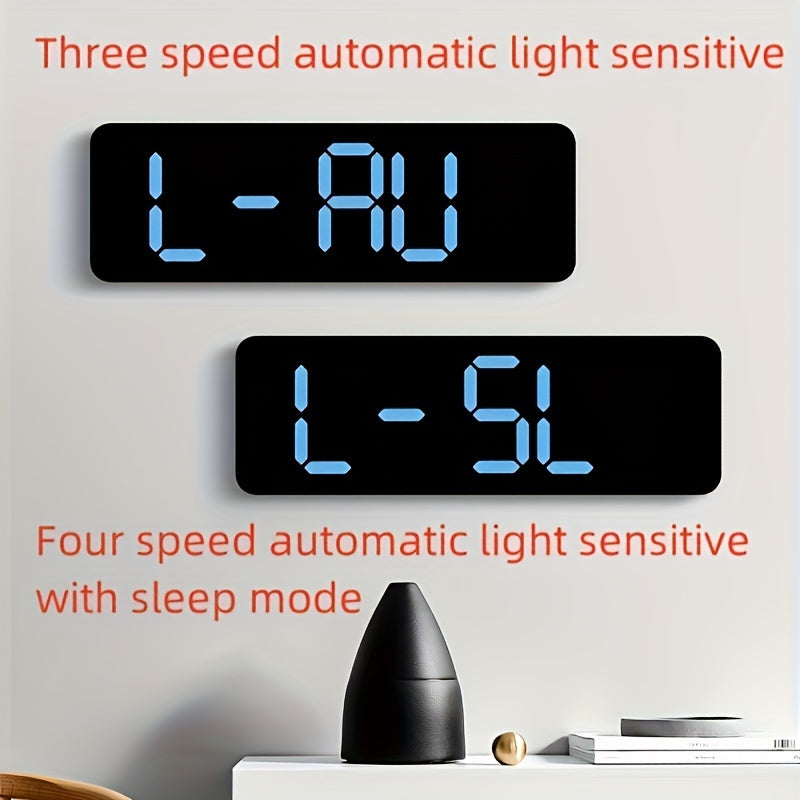 RIDAHOME LED clock with large display, temperature, humidity, and weather icons. USB powered, wall-mountable for home and office decor.