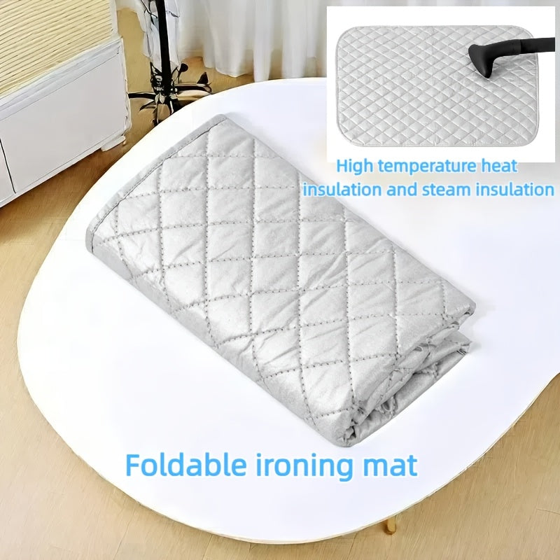 Thick Silver Coated Cotton Ironing Board with Heat Resistant Pad, Portable Gray Iron Pad Ideal for Tourist Hotels, Dormitories, and Desktop Use