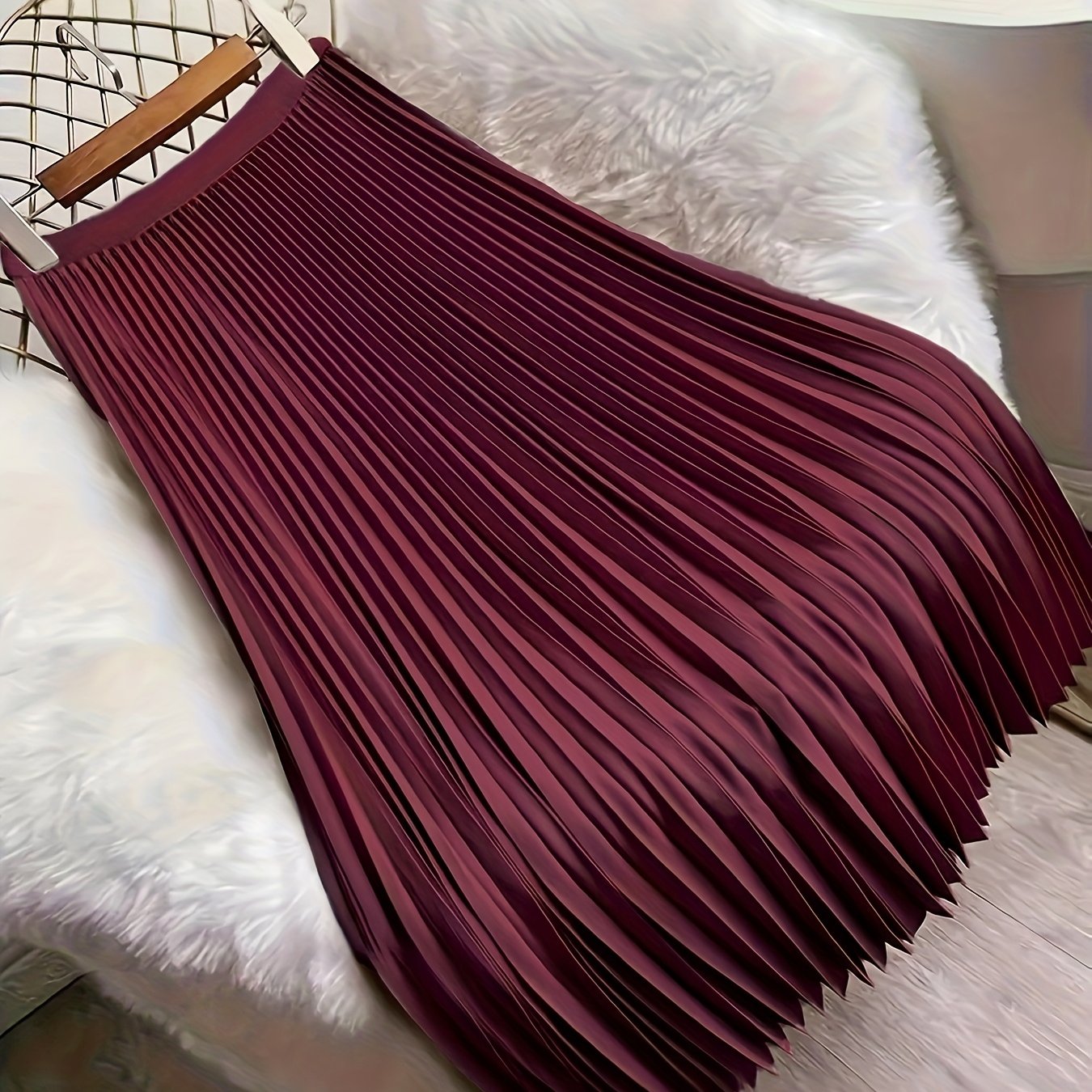 Elegant Pleated Skirt in Solid Color