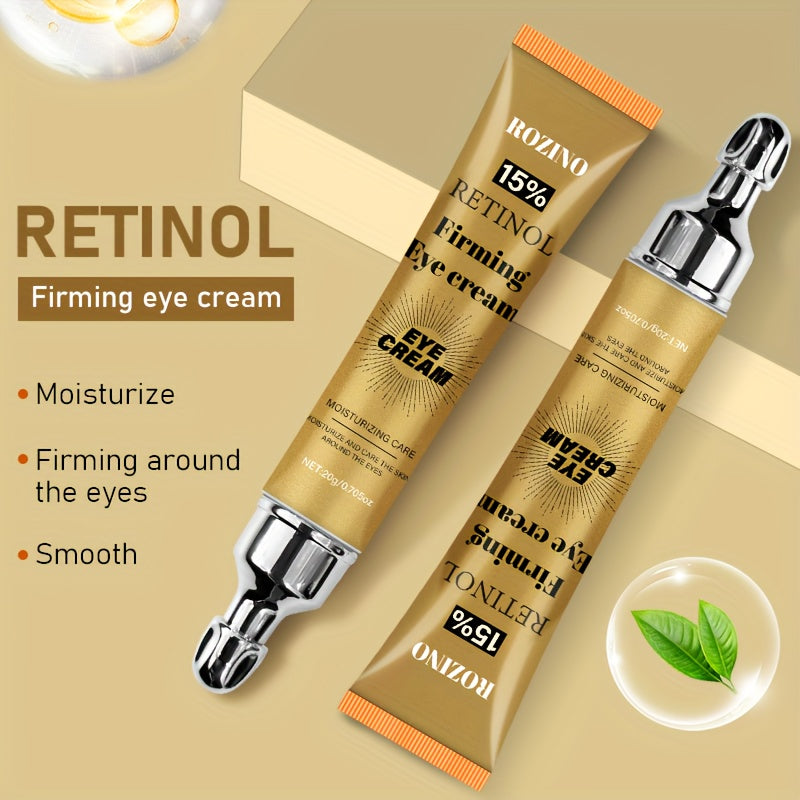 ROZINO 20g Retinol Firming Eye Cream: Smooth, moisturize, and elasticize eye skin. Non-greasy, gentle on all skin types. Hypoallergenic with glycerin for hydration.