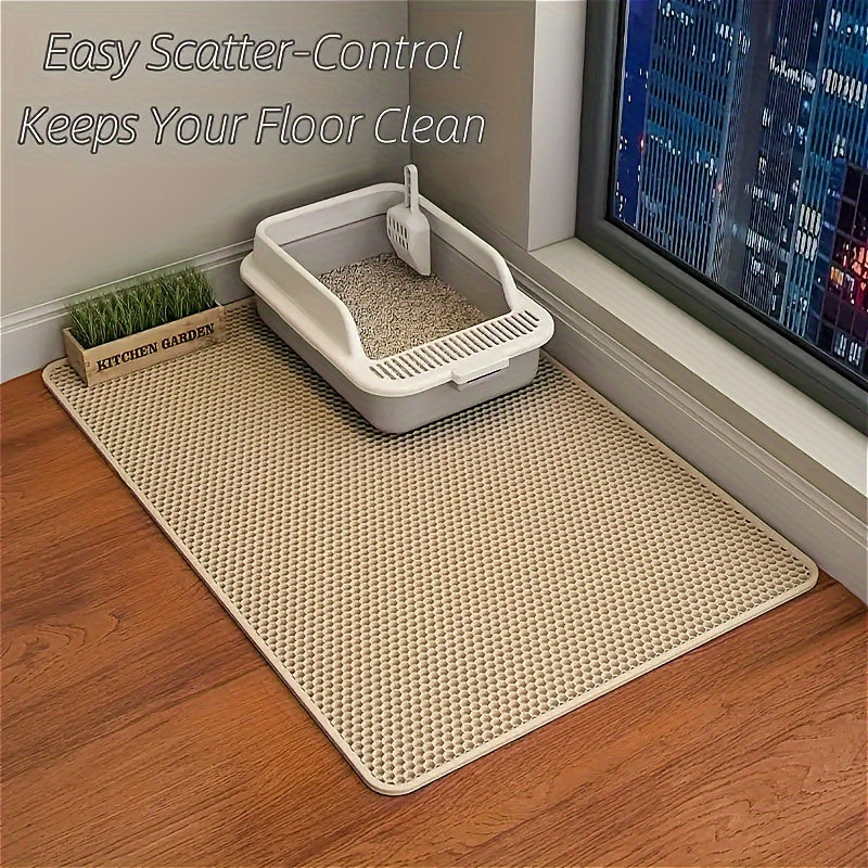 XL Double Layer EVA Cat Litter Mat - Anti-Slip, Washable, Waterproof, Odor Control, Easy to Clean - Ideal for Litter Boxes, Pet Mess Protector | Durable Washable Cat Mat