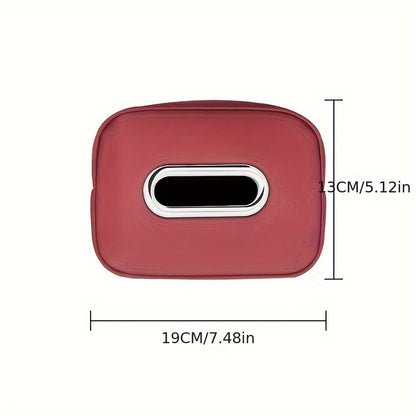 1pc PU Leather Car Tissue Box Holder - Multi-functional storage organizer for vehicle interior.