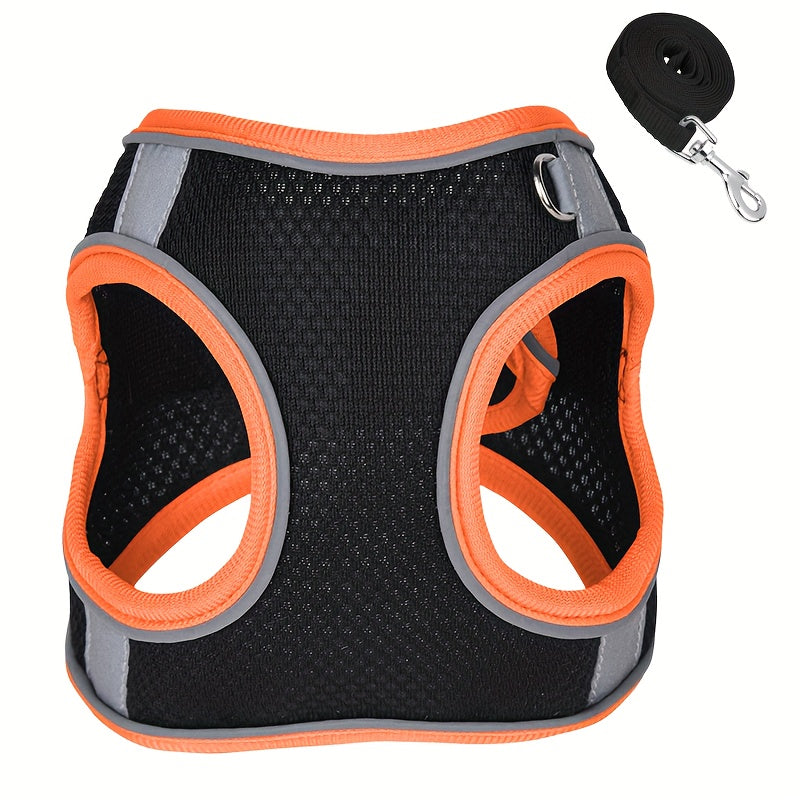 Breathable dog harness for dogs with reflective features, no pull design, and includes leash.