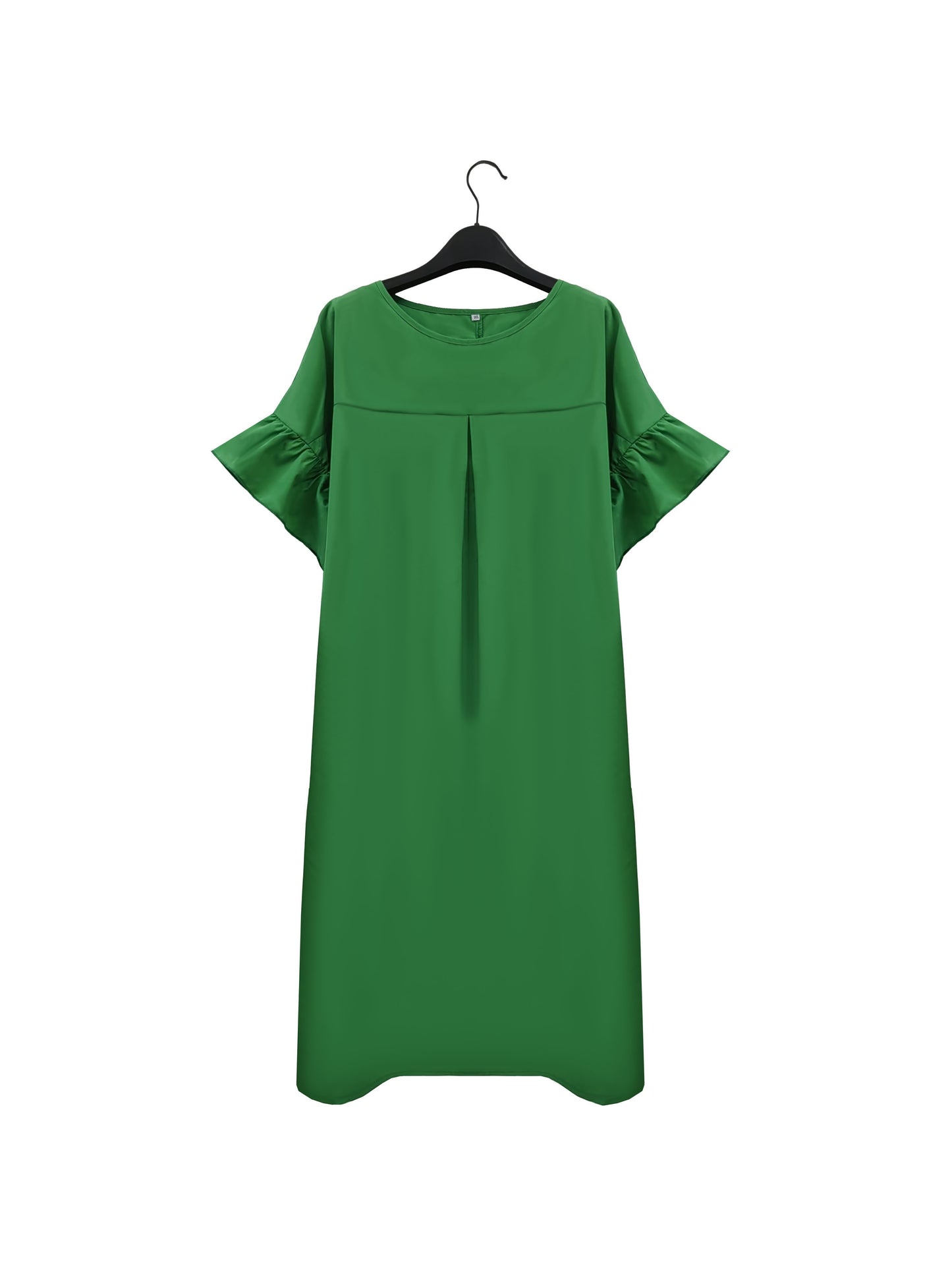 Plus Size Loose Dress with Ruffle Cuff, Elegant Short Sleeve for Spring & Summer, Women's Clothing