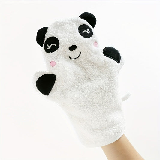 Set of Kids' Cartoon Bath Gloves, Children's Bath Towel with Animal Embroidery, Soft Rubbing Towel Shape