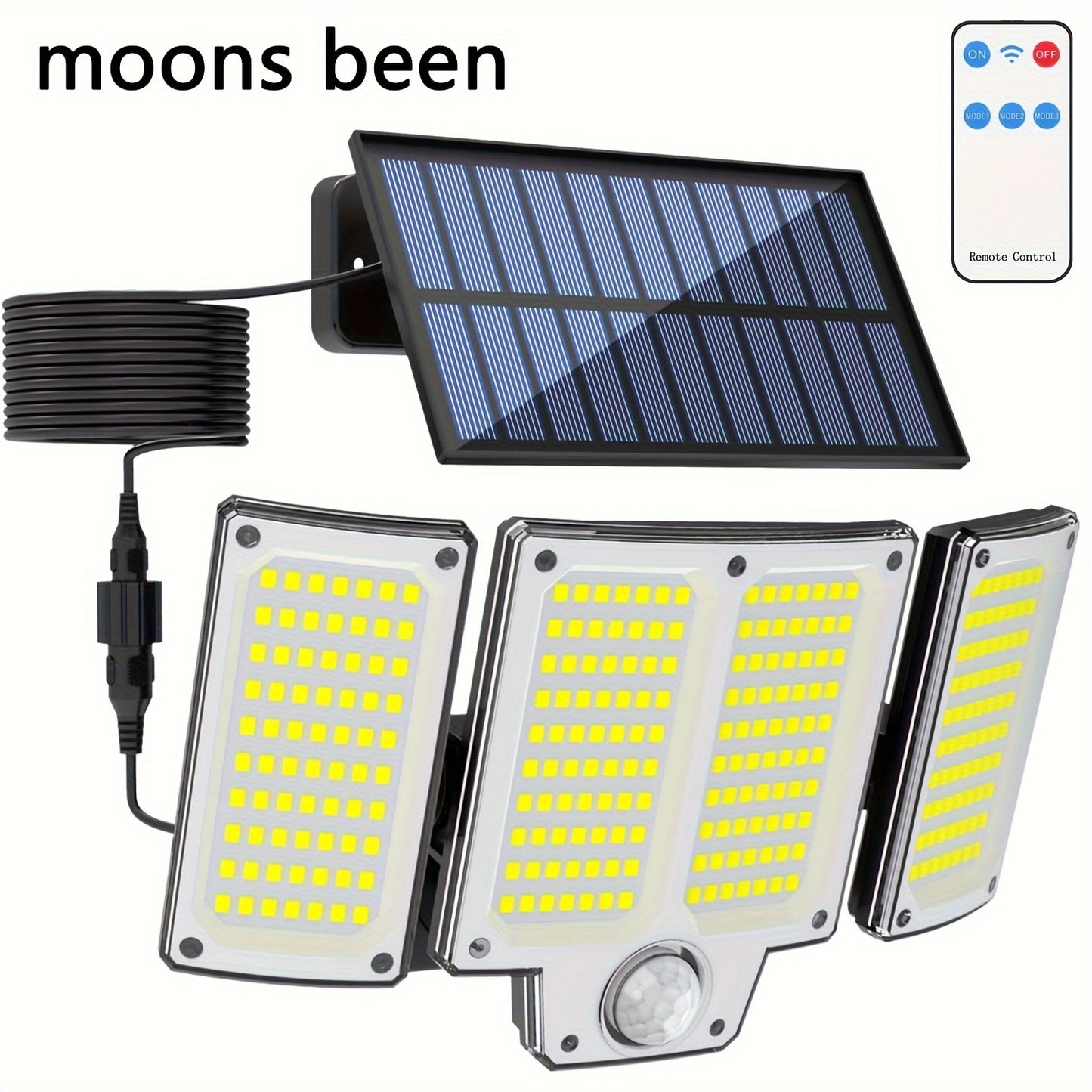 High brightness LED motion sensor wall light with 3 adjustable heads and 3 lighting modes. Suitable for outdoor spaces like backyard, garden, patio, front door, garage deck, and camping.