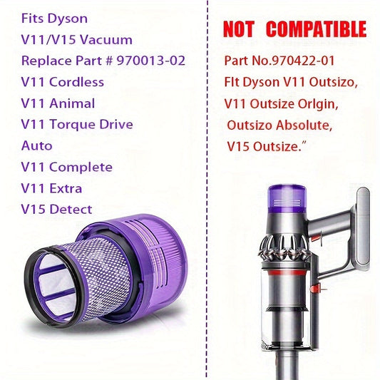 Compare Dyson V11 Cordless Vacuum Replacement Filters - Compatible with V11 Torque Drive, V11 Animal, V15 Detect - Part # 970013-02, Available in 1, 2, or 3pcs for Your Dyson Vacuum Cleaner