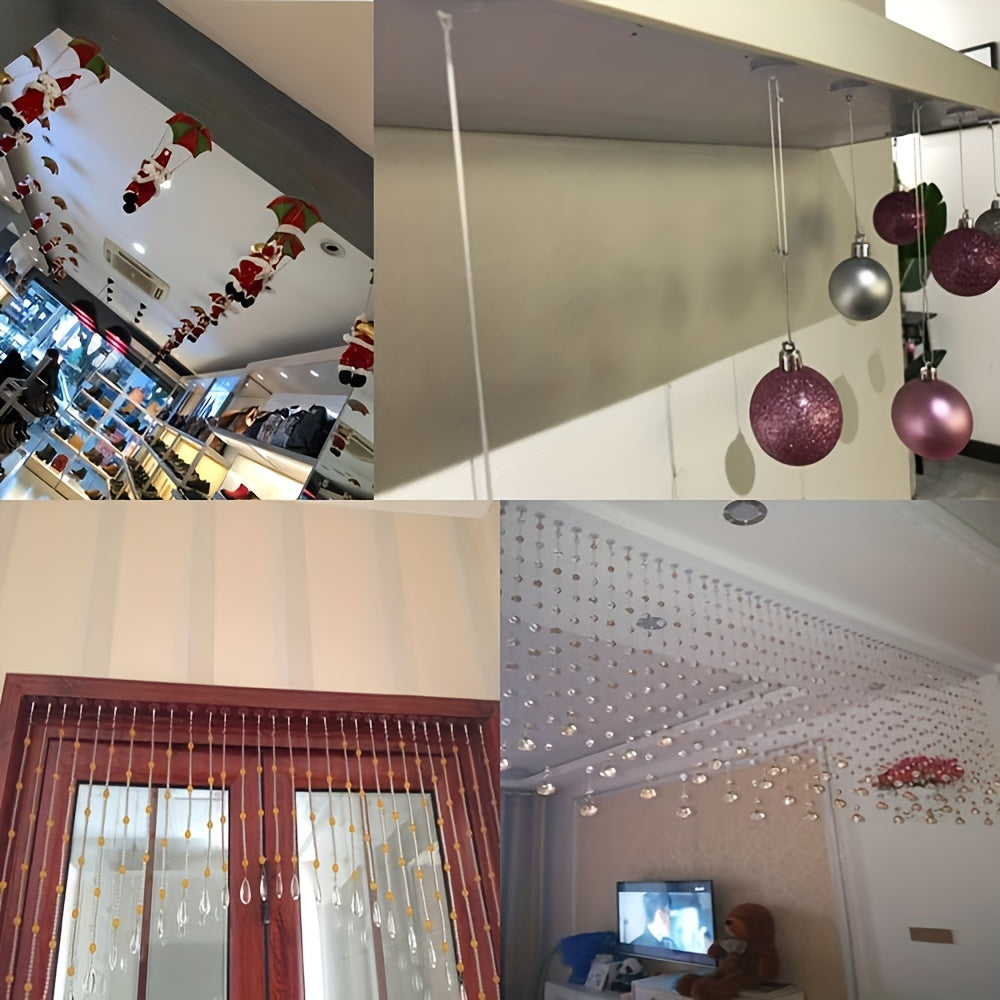 50 crystal-clear, strong self-adhesive ceiling hooks for hanging flags, wall storage, and DIY home decor. Ideal for Christmas decorations and parties.