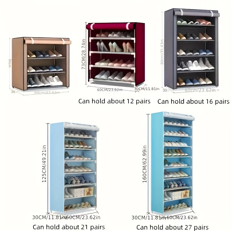 Double your shoe storage with this 1-piece shoe cabinet organizer. Made with a combination of plastic and metal, this multi-layer shoe rack offers ample space for all your footwear. Its freestanding design makes it convenient for placement in any closet.