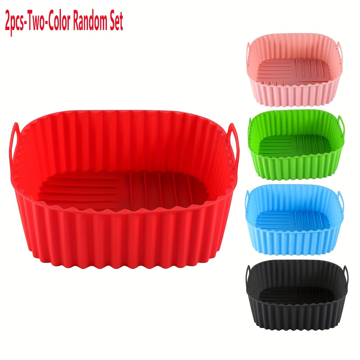 Silicone Air Fryer Liner in 5pcs set, each measuring 19.0cm. Also includes Square Air Fryer Liners Pot and BPA-Free Silicone Basket Bowl. These reusable Baking Tray liners are Dishwasher Safe and make for convenient Oven Accessories. Essential Baking