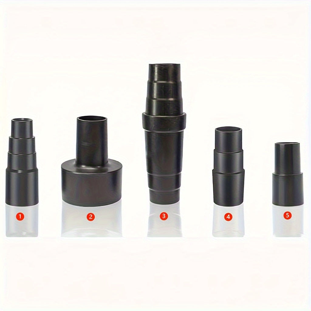 Universal Vacuum Hose Adapter Kit includes 5 pieces of converters, allowing for easy conversion from 3.81cm to 3.81cm and from 4.45cm to 3.25cm dust hose port adapters.