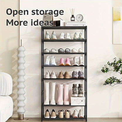 1-piece Easy to Assemble Multi-Tier Shoe Rack for Durable and Efficient Shoe Storage in Entryway, Hallway, Bedroom, Living Room, Home, or Dorm - Available in 2-8 Layers