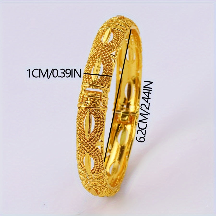 Luxurious Tribal-Inspired 18K Plated Alloy Cuff Bracelet - Perfect for Daily Wear and Weddings, Versatile for All Seasons, Beautiful Middle Eastern Design, Single Piece Set