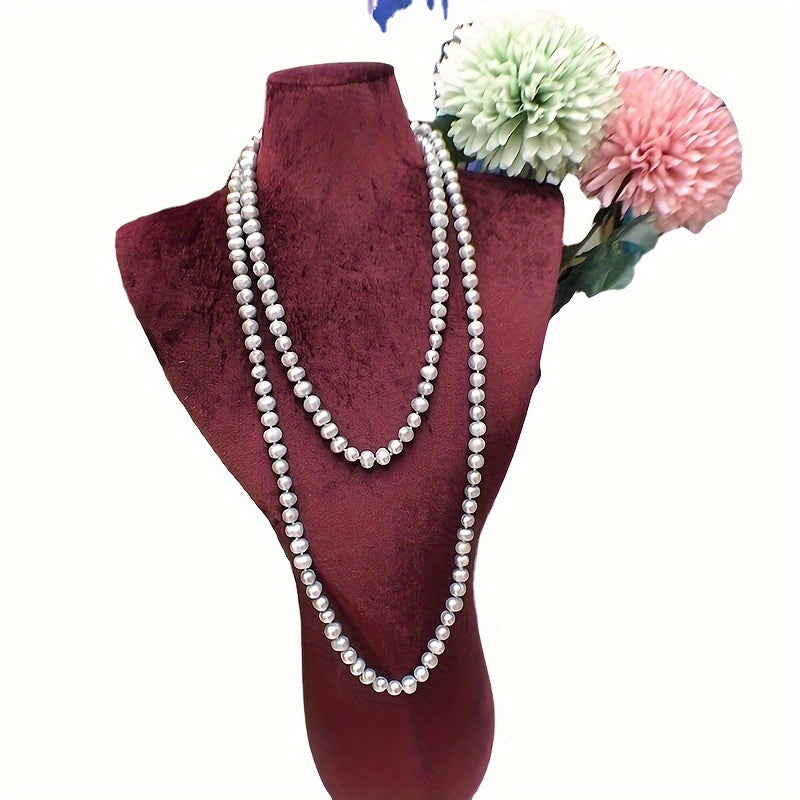 Classic and Stylish Natural Luster Beaded Necklace for Women, Perfect for Any Occasion, Versatile and Timeless Piece, Suitable for Any Season, Great Gift for Mardi Gras, Comes in a Random Gift Box (7-8mm Beads)