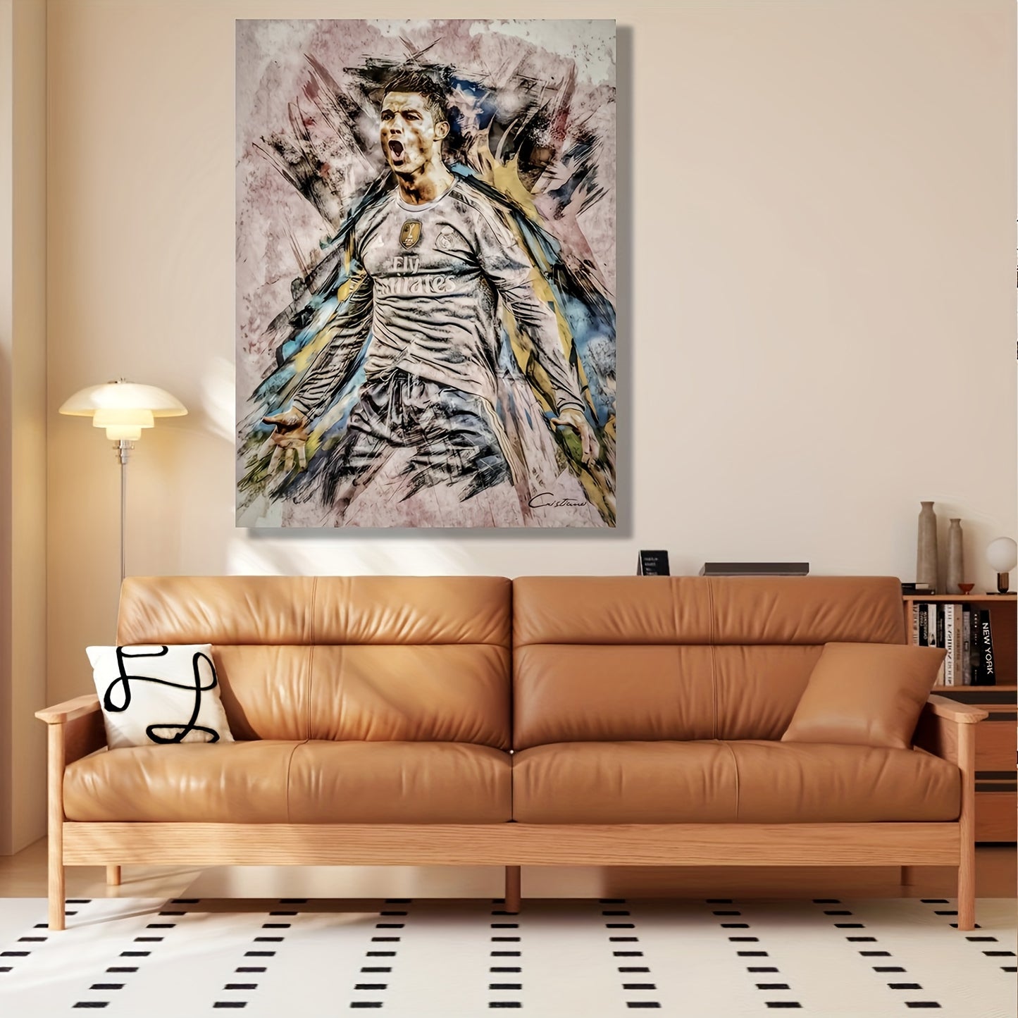 Frameless Cristiano Ronaldo canvas art for sports fans - ideal decor or gift