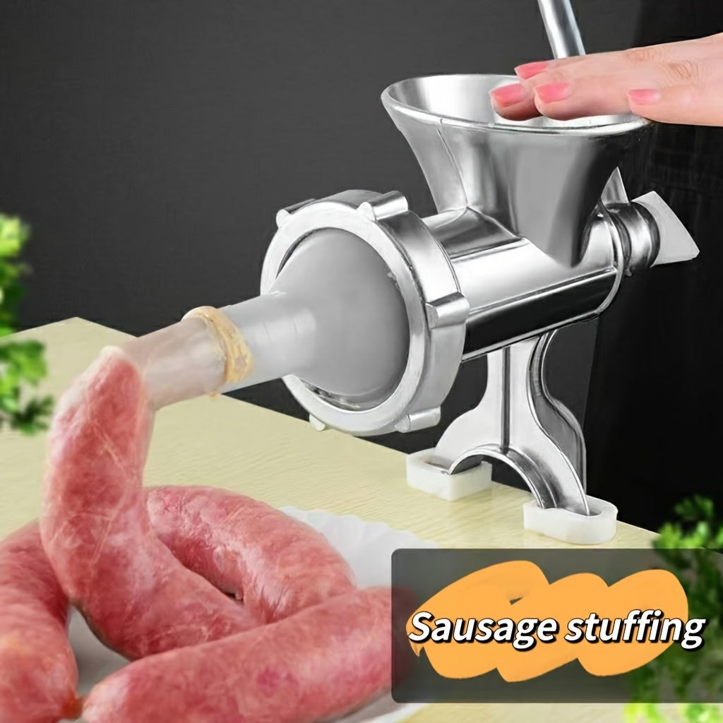 Manual Aluminum Sausage Stuffer - Durable Hand Crank Meat Wringer for Homemade Sausage, Cured Meat, and Spice Grinding. Multifunctional Tool for Food Grade Meat Grinding and Filling.