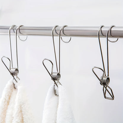 5-piece stainless steel hook set for hanging towels in the kitchen or bathroom, and for everyday use in the home. Can also be used for hanging snacks and securing items in windy conditions.